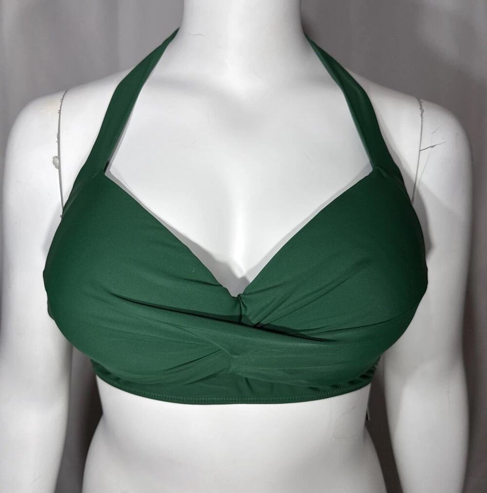 Tempt Me Halter Bikini Top Women’s Plus Size 18W Green Adjustable